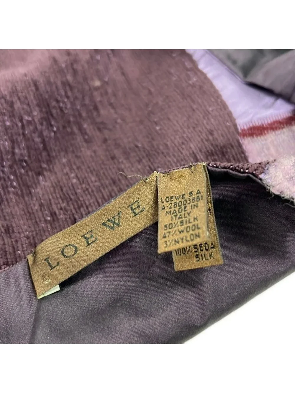 Loewe Shawl Purple Beads Wool Silk Scarf